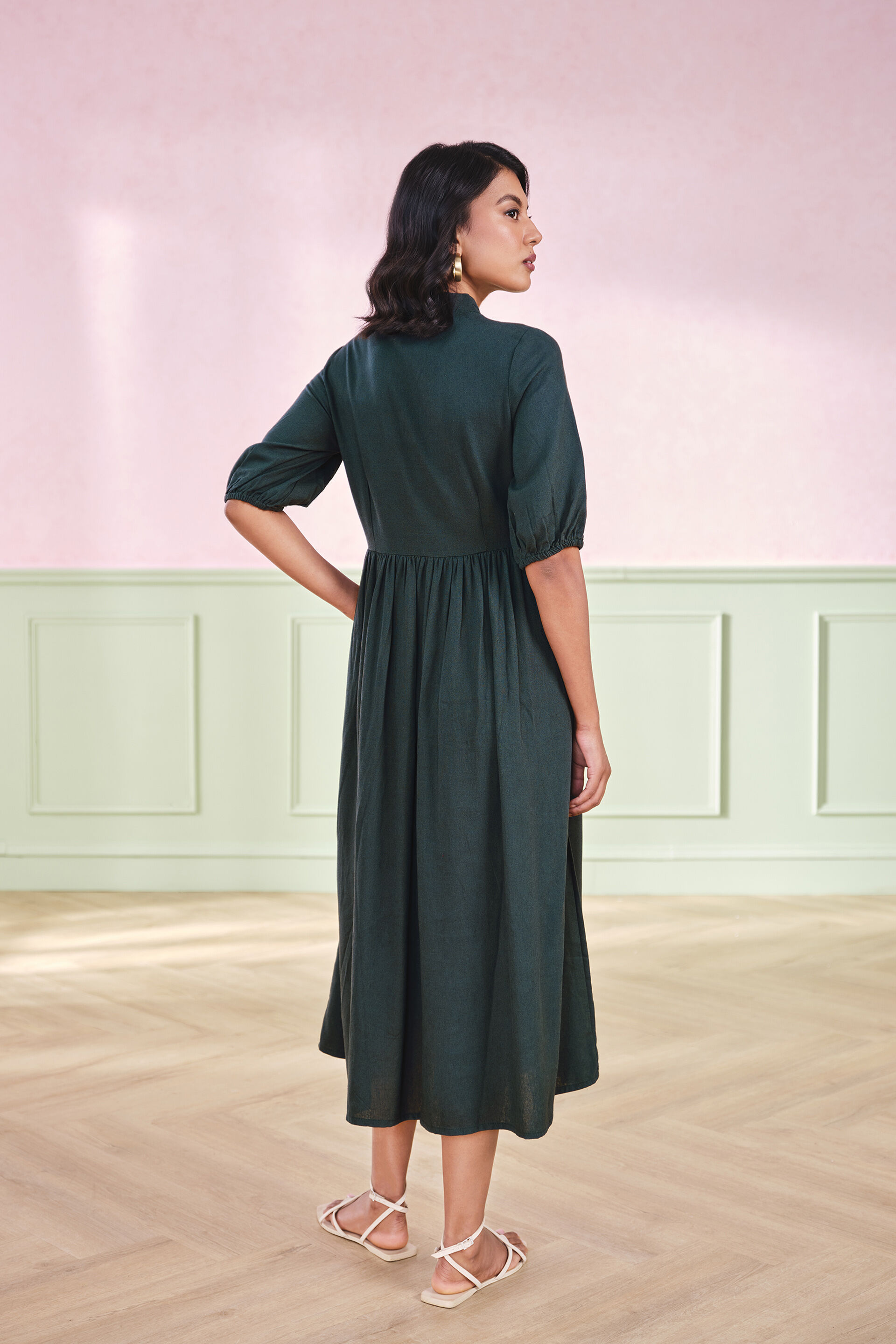 The Gala Viscose Blend Emerald Green Dress, Emerald Green, image 5